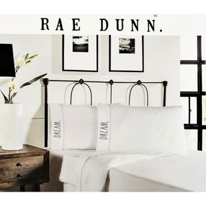 🆕 Rae Dunn DREAM White 100% Cotton Pillowcases Set of 2 New! NWT